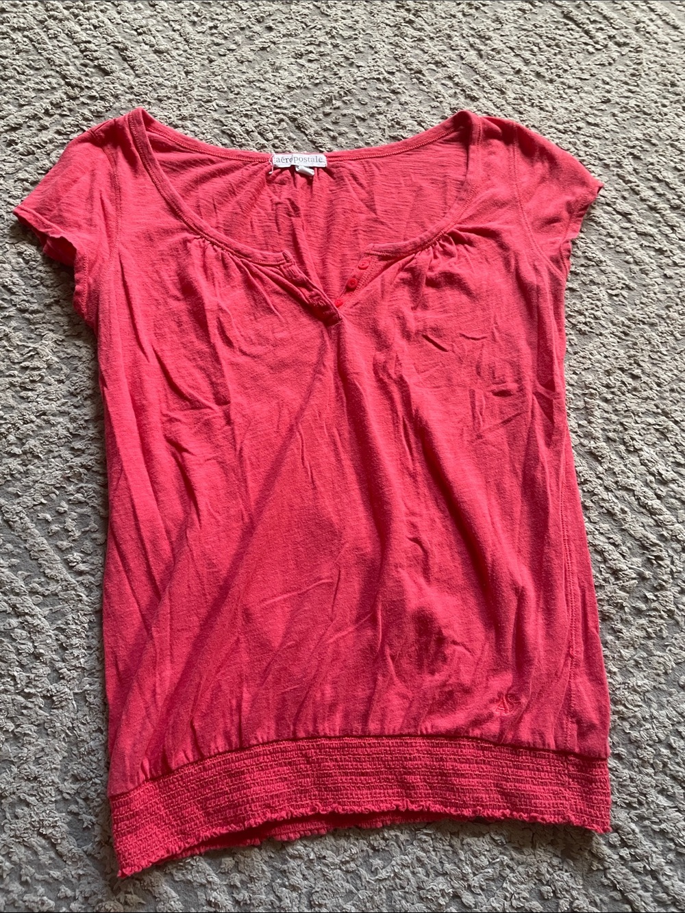 Aeropostale Short Sleeve Scoop Neck Top in Coral